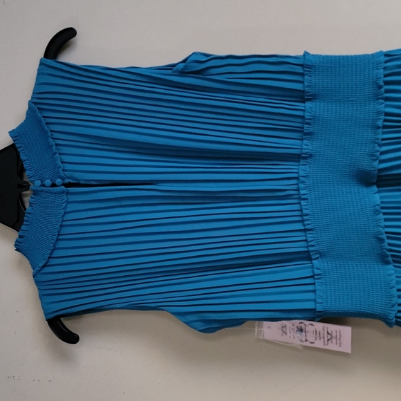 Nanette Nanette Lepore Teal Smocked Neck Pleated Sleeveless Dress 10 - Picture 12 of 15